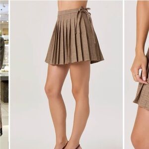 Astr Checkered Brown Mini Skirt